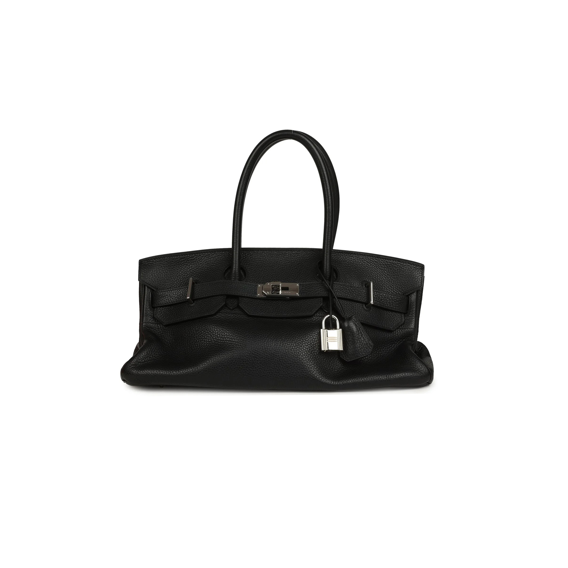 HERMES MASTER SHOULDER BIRKIN 42 JPG BLACK CLEMENCE PALLADIUM HARDWARE (42*20*18cm)